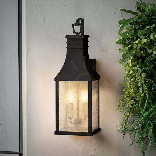 Verifica Felinar de perete pentru exterior Elstead Beacon Hill, negru muzeu, 2×E14, 58,4 cm