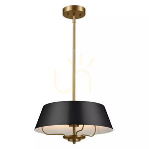 Lustră suspendată / plafonieră semi-aplicată Luella - 3 surse de lumină - negru și alamă Elstead small 0
