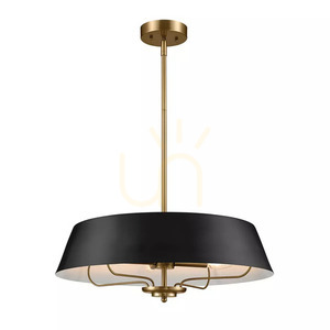 Pendul / plafonieră semi-aplicată Luella - 4 surse de lumină - negru și alamă Elstead small 0