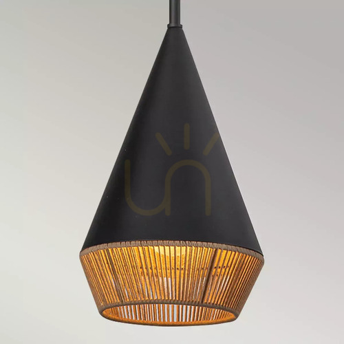 Verifica Daphne lampă suspendată mică - 1 sursă de lumină - Negru mat și frânghie naturală Elstead