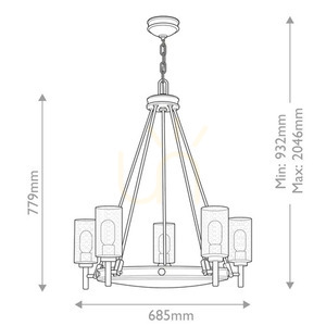 Candelabru Collier - 5 surse de lumină - Negru oxidat Elstead small 4