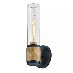 Aplică de perete Ellison IP44 - 1 sursă de lumină - Negru cu alamă Heritage Brass Elstead small 1