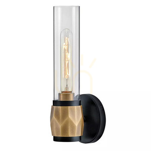 Aplică de perete Ellison IP44 - 1 sursă de lumină - Negru cu alamă Heritage Brass Elstead small 0
