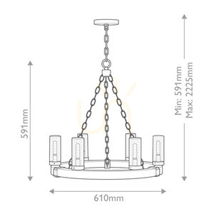 Lanternă suspendată Sawyer - 6 surse de lumină - Imitație de lemn Elstead small 4