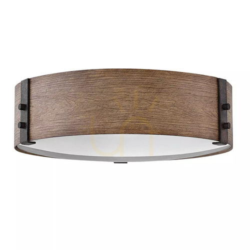 Verifica Plafon de grădină Sawyer - 3 surse de lumină - Imitație de lemn Elstead