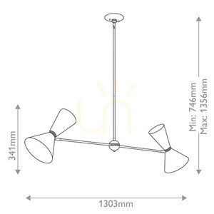 Lustră liniară suspendată Phix Elstead 4xE27 130 cm bronz șampanie și negru small 7