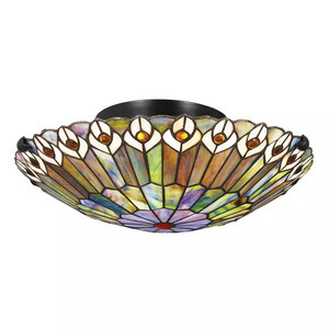 Plafonieră Tiffany Watkins - 2 surse de lumină - Valiant Bronze Elstead small 0