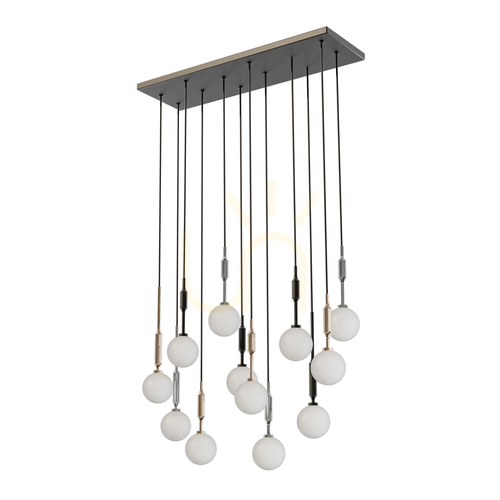 Verifica Pendul Ero Open Design Highlights alb opal crom negru aur 14 becuri G9 80x25 cm