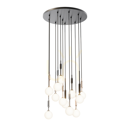 Verifica Lampă suspendată Ero XII Open Design Highlights metal sticlă alb opal crom negru aur G9 12 becuri