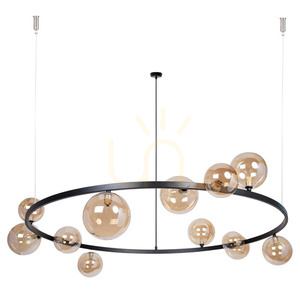 Candelabru Sigma BOLERO 12 negru sticlă amber G9 SKU 41324 0 Candelabru Sigma BOLERO 12 negru sticlă amber G9 SKU 41324 small 0