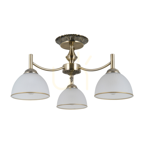 Verifica Lustră suspendată Italux Fener 3×E27, alamă antichizată / alb opal, Ø 52 cm, PND-40653-3-ABR-WH
