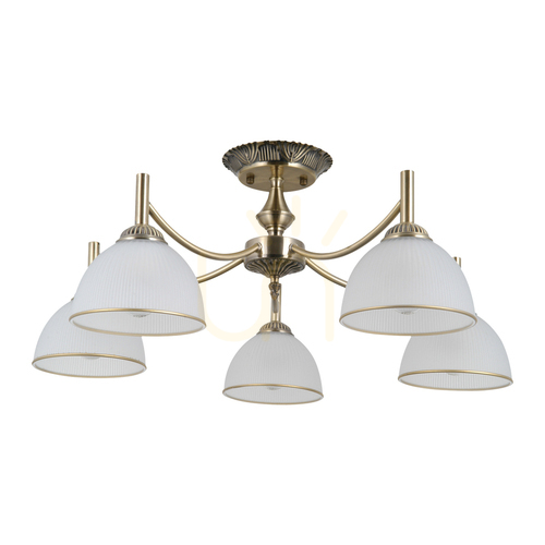 Verifica Lustră suspendată Italux Modern Fener 5xE27 alb-alamă Ø68 cm PND-40653-5-ABR-WH