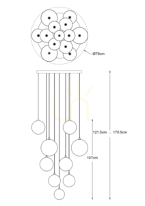 Lampă suspendată Zuma Line MILAN P0606-13B-2GAC auriu 13xG4 small 1