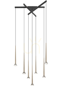 Lustră suspendată Zuma Line BOSTON P0603-07C-SDB1, 7 x LED, 3850 lm, 3000 K, negru mat și auriu, 81 cm, înălțime 88-168 cm small 0