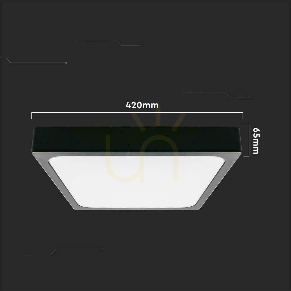 Spectacol Plafond V-TAC 30W LED pătrat IP44 42x42cm negru VT-8630B-SQ 3000K 3000lm Plafond V-TAC 30W LED pătrat IP44 42x42cm negru VT-8630B-SQ 3000K 3000lm