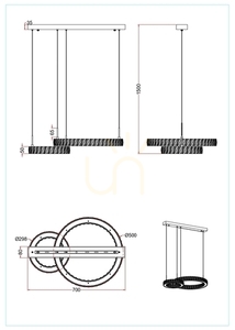 Lampă suspendată Zuma Line GIRONA MD3713-2-3GT auriu 1xLED small 3