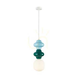 Pendul Italux Latera albastru-verde cu abajur alb E14 18 cm PND-94331A-1S-MLTI small 0