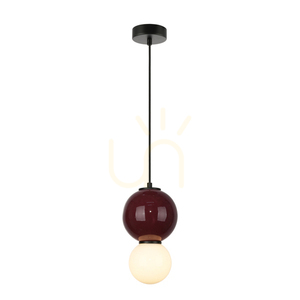 Lampă suspendată Italux Pieve LED ceramică bordo și sticlă albă 15 cm 5W 3000K PND-95221-1S-PRP small 0