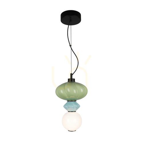 Verifica Lampă suspendată Italux Tordi LED verde-albastră cu sticlă opală Ø20 cm, 8 W PND-94721-1A-MLTI