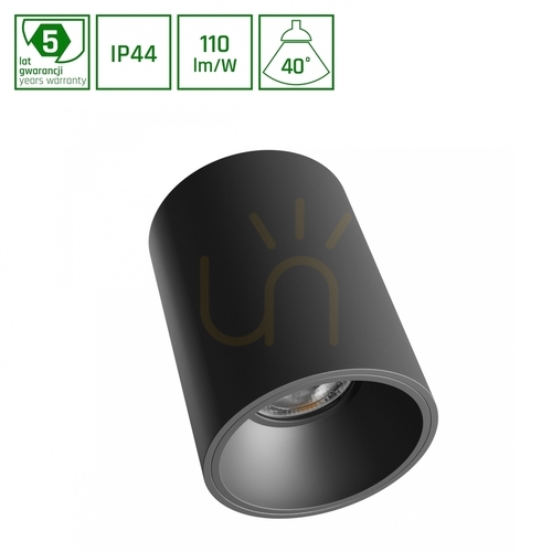 Verifica Orbito montat la suprafață 10 Ww 230 V 40 St IP44 Ugr<19 Ra90 Fi75 X100 Mm negru rotund 5 ani