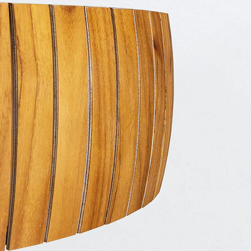 Verifica Plafonieră LED Quintiesse Barrel, furnir de tec, Ø 50 cm