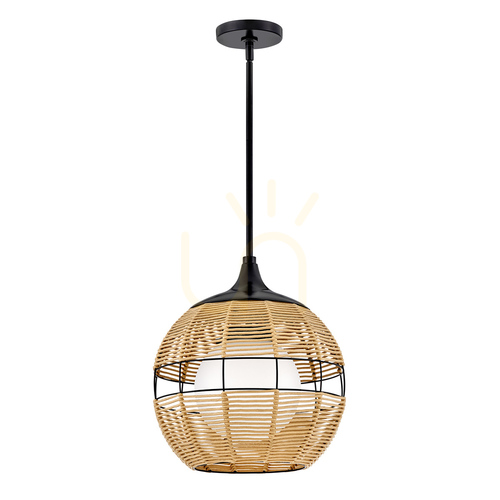 Verifica MADDOX lampă suspendată mică - 1 sursă de lumină - Negru, bej caramel QUINTIESSE