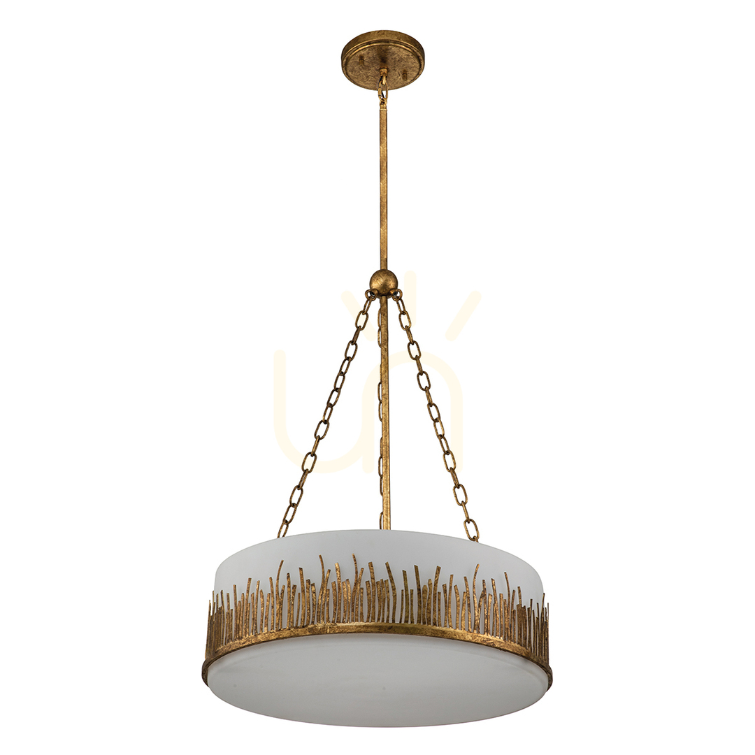 Afişa Lampă suspendată SAWGRASS - 3 surse de lumină - Petal gold QUINTIESSE Lampă suspendată SAWGRASS - 3 surse de lumină - Petal gold QUINTIESSE