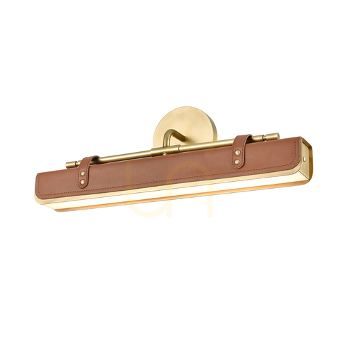 Verifica Valise LED lampă de perete - alamă Vintage, piele coniac QUINTIESSE