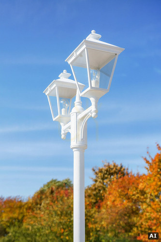 Verifica Felinar de grădină London 482WH alb 2 x E27 pe stâlp 185–275 cm - Norlys
