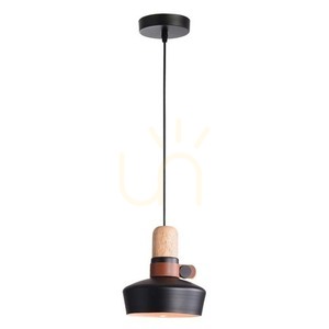 Pendul Zambelis negru mat lemn piele E27 20 cm small 0