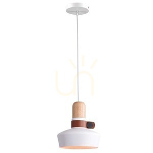 Lampa suspendata Zambelis alba metal piele lemn E27 20 cm small 0