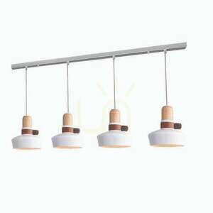 Pendant Zambelis 4xE27 alb mat metal piele lemn 105 cm 0 Pendant Zambelis 4xE27 alb mat metal piele lemn 105 cm small 0