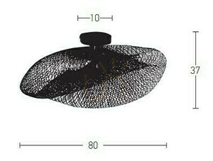 Plafonieră Zambelis Bamboo negru metal bambus E27 1 bec small 1