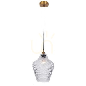 Lampă suspendată Zambelis Clear Class sticlă transparentă alamă antică E27 20 cm small 0