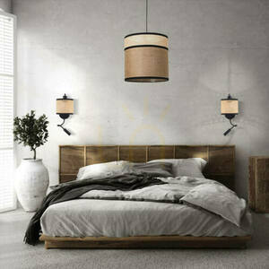 Pendul Zambelis din burlap bej, E27, 40 cm small 0