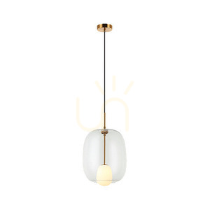 Pendul Zambelis G9 sticlă transparentă aur mat Ø30 cm small 1
