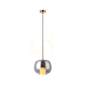 Pendul Zambelis G9 sticlă fumurie aur mat Ø30 cm small 1
