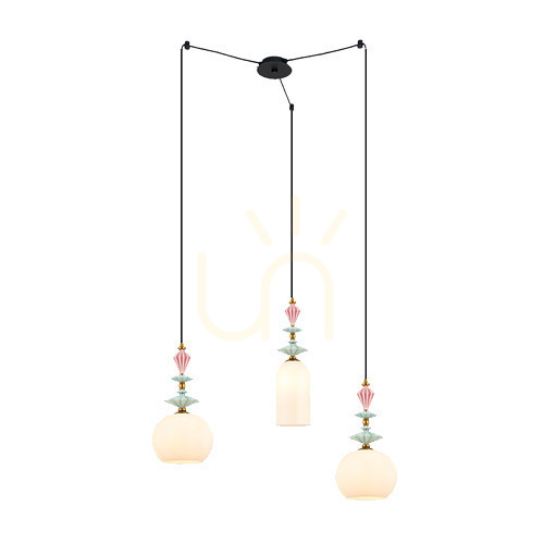 Verifica Pendul Zambelis 3xE27 negru alamă antică metal ceramică sticlă opală Ø80 cm