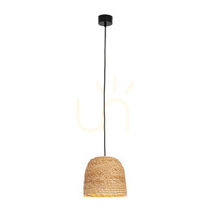Lampă suspendată Zambelis negru nisipos din grâu împletit E27 22 cm small 1