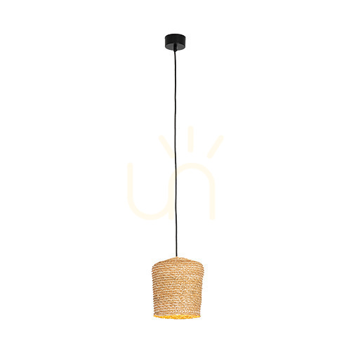 Verifica Lampă suspendată Zambelis grâu împletit negru natural E27 Ø18 cm