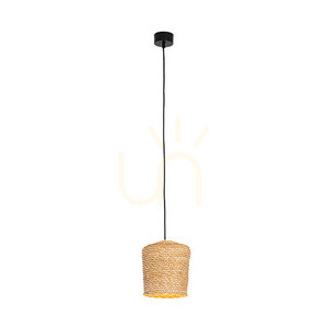 Lampă suspendată Zambelis grâu împletit negru natural E27 Ø18 cm small 1