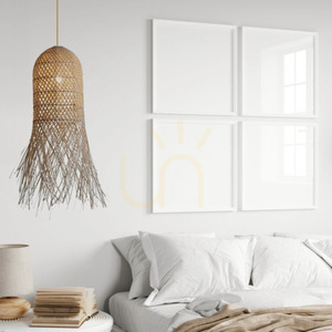 Lampă suspendată Zambelis E27 ratan natural aurie 25 cm small 0