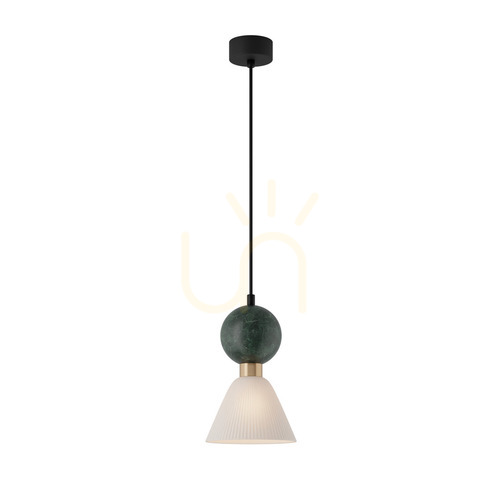 Verifica Lampă suspendată Zambelis E14 marmură verde alamă neagră 16 cm