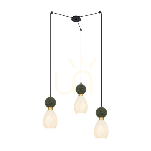 Verifica Pendul Zambelis 3xE14 negru marmură verde alamă 80 cm