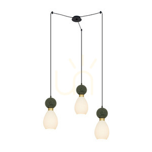 Pendul Zambelis 3xE14 negru marmură verde alamă 80 cm small 0