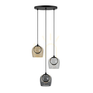 Lampă suspendată LED Zambelis 23081, neagră, sticlă fumurie/șampanie/clară, 18 W, 3000 K, Ø 44 cm small 1