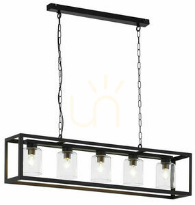 Candelabru Jupiter MACARI 1806, 5 x E27 max. 15 W, cadru de oțel și abajururi de sticlă, negru, 113 cm, înălțime 40-86 cm small 1