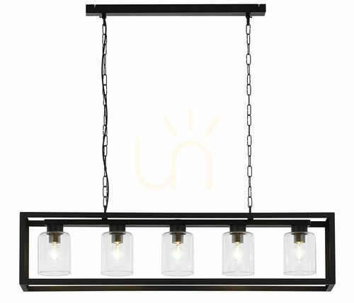 Verifica Candelabru Jupiter MACARI 1806, 5 x E27 max. 15 W, cadru de oțel și abajururi de sticlă, negru, 113 cm, înălțime 40-86 cm