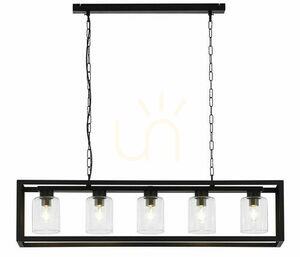 Candelabru Jupiter MACARI 1806, 5 x E27 max. 15 W, cadru de oțel și abajururi de sticlă, negru, 113 cm, înălțime 40-86 cm small 0