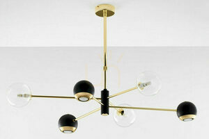 Candelabru Jupiter MOKA 1967 auriu-negru, sticlă transparentă, 3xG9 3xGU10 small 1